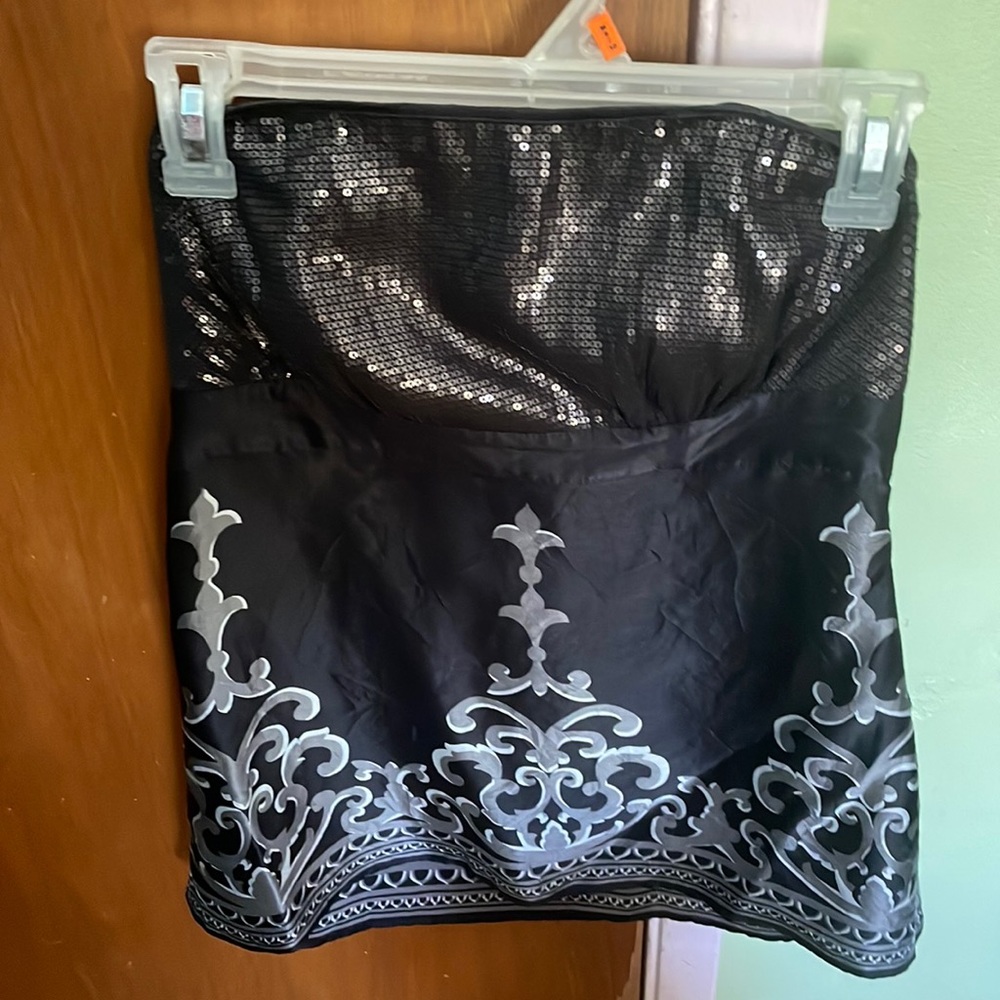 WHBM White House Black Market Black Top Strapless Boobtube 4 Y2K